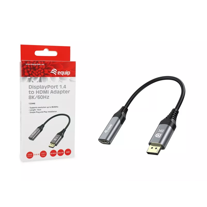 Equip DisplayPort 1.4 HDMI-adapter 8K 60Hz 0,15m