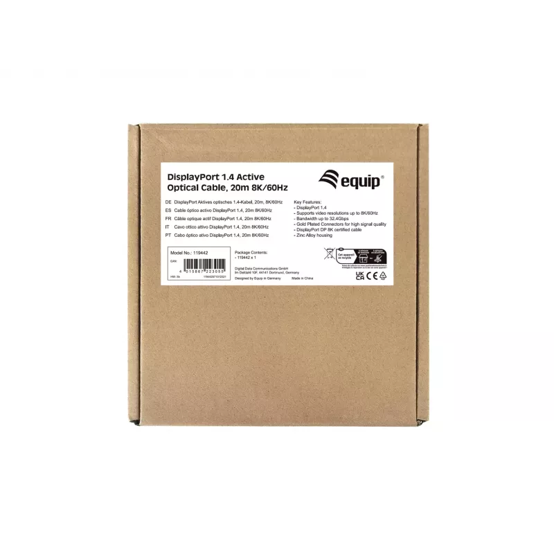 Equip DisplayPort 1.4 Active Optical kaabel, 20m, 8K/60Hz