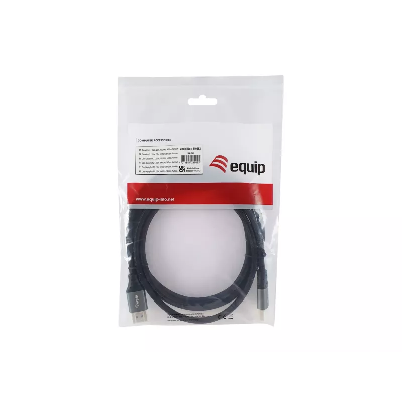 Equip DisplayPort 2.1 Premium kaabel, 2,0 m, 16K/60Hz, 54 Gbps