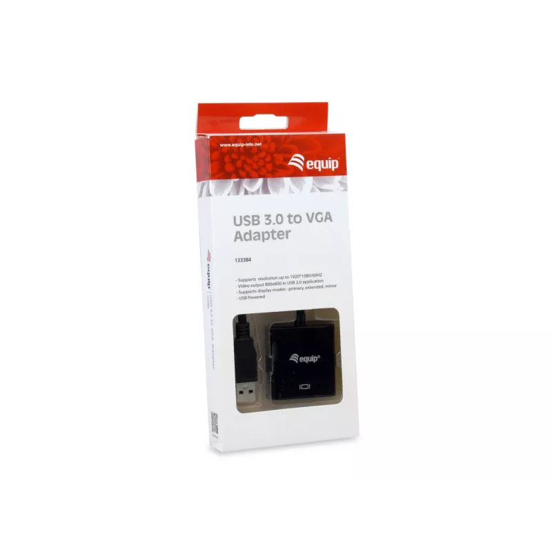 Equip USB 3.0 VGA-adapter, 3.2 Gen 1 (3.1 Gen 1), USB Type-A, VGA (D-Sub) väljund, 1920 x 1080 pikslit