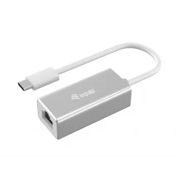 Equip USB Type C to RJ45 Gigabit Network Adapter, juhtmega, USB Type-C, Ethernet, 1000 Mbit/s, hõbedane