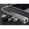 Equip USB-C 3-port USB 3.0 ja Gigabit adapteriga jaotur, USB 3.2 Gen 1 (3.1 Gen 1) Type-C, hõbedane, USB 3.2 Gen 1 (3.1 Gen 1) Type-A, WLAN, alumiinium, 22 mm, 15 mm