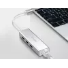 Equip USB-C 3-port USB 3.0 ja Gigabit adapteriga jaotur, USB 3.2 Gen 1 (3.1 Gen 1) Type-C, hõbedane, USB 3.2 Gen 1 (3.1 Gen 1) Type-A, WLAN, alumiinium, 22 mm, 15 mm