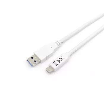 Equip USB 3.2 Gen 1 USB-C to A kaabel, M/M, 1 m, 1 m, USB A, USB C, USB 3.2 Gen 1 (3.1 Gen 1), 5 Gbit/s, Valge