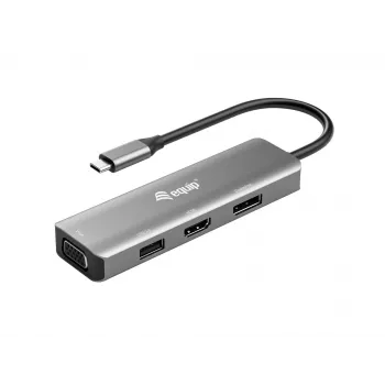 Equip USB-C – HDMI/DisplayPort/VGA/USB-adapter, USB USB-C, HDMI-väljund, DisplayPort-väljund, VGA (D-Sub) väljund, 3840 x 2160 pikslit