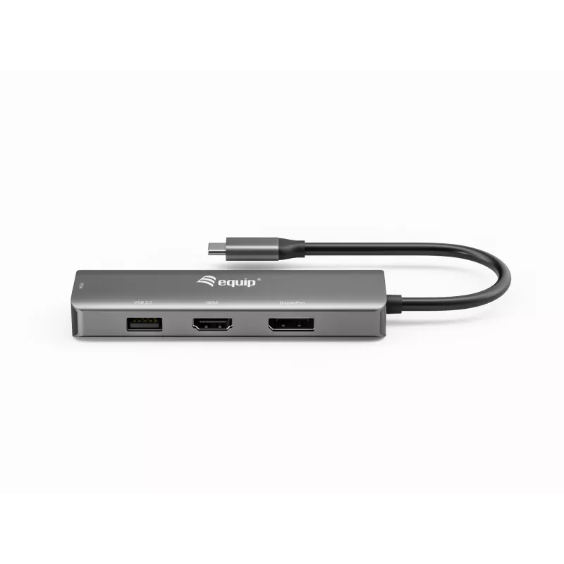 Equip USB-C – HDMI/DisplayPort/VGA/USB-adapter, USB USB-C, HDMI-väljund, DisplayPort-väljund, VGA (D-Sub) väljund, 3840 x 2160 pikslit