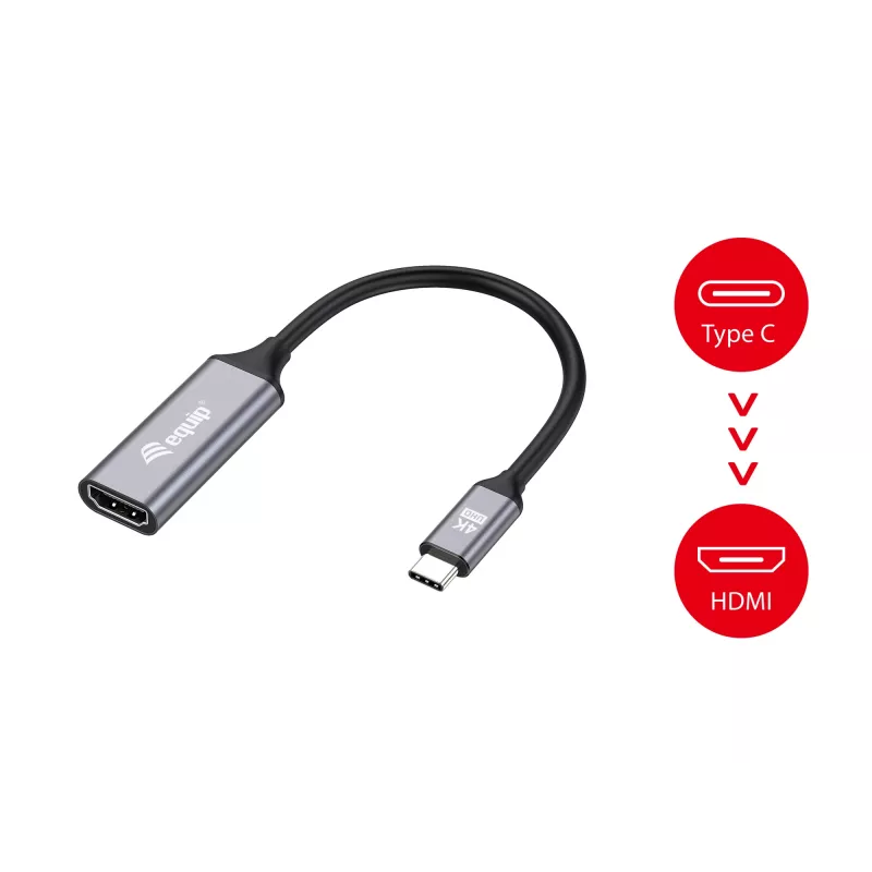 Equip USB-C – HDMI 2.0 adapter, 4K/60 Hz, 0,15 m, USB USB-C, HDMI, isane, emane, otse