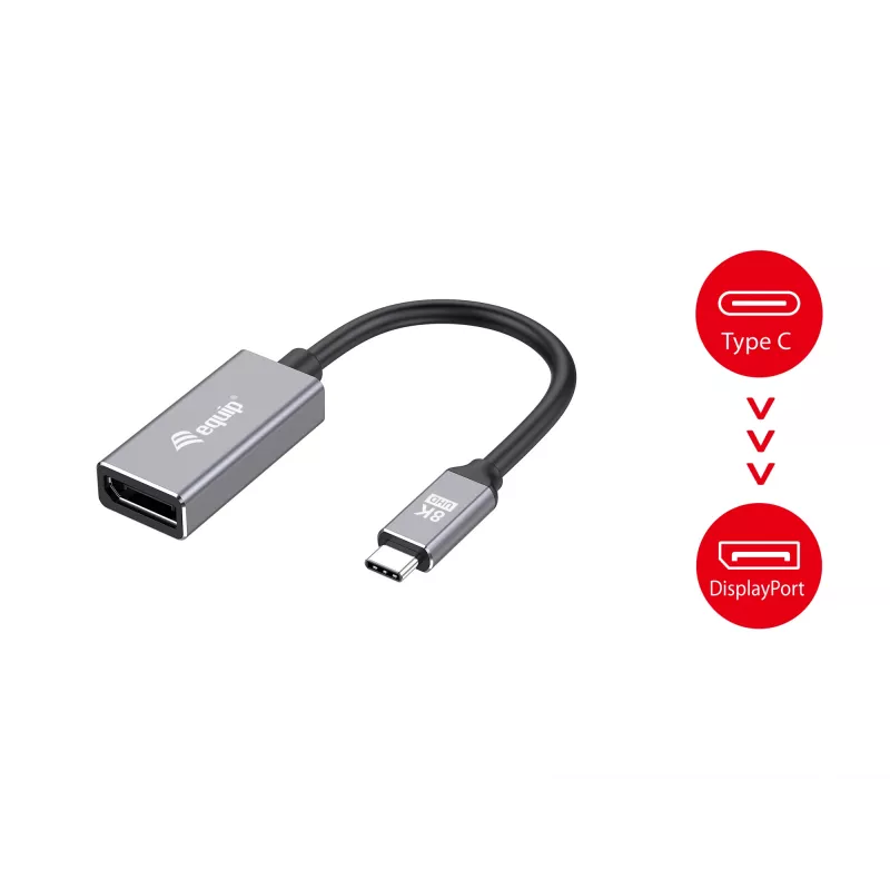 Equip USB-C DisplayPort 1.4 adapteriga 8K 30Hz 0.15m