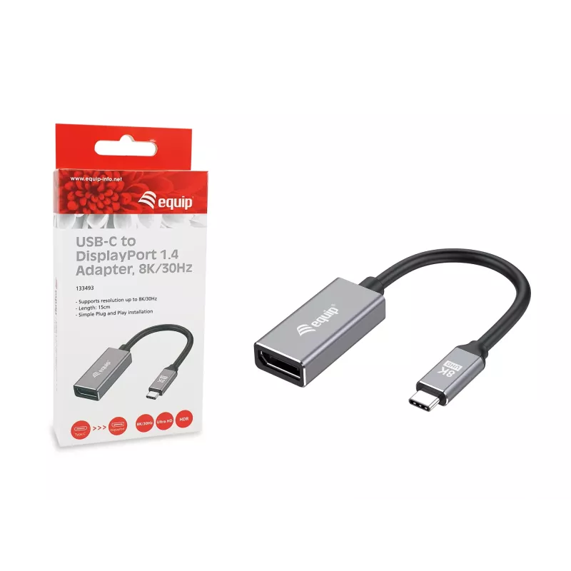 Equip USB-C DisplayPort 1.4 adapteriga 8K 30Hz 0.15m