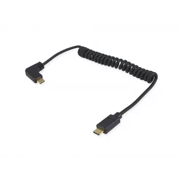 Equip USB 2.0 C to C 90° nurgaga spiraalkaabel M/M 1 m must