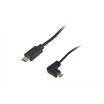 Equip USB 2.0 C to C 90° nurgaga spiraalkaabel M/M 1 m must