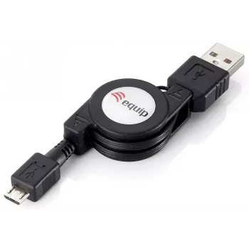 Equip USB 2.0 Type A to Micro-B sissetõmmatav kaabel, 1,0 m, must