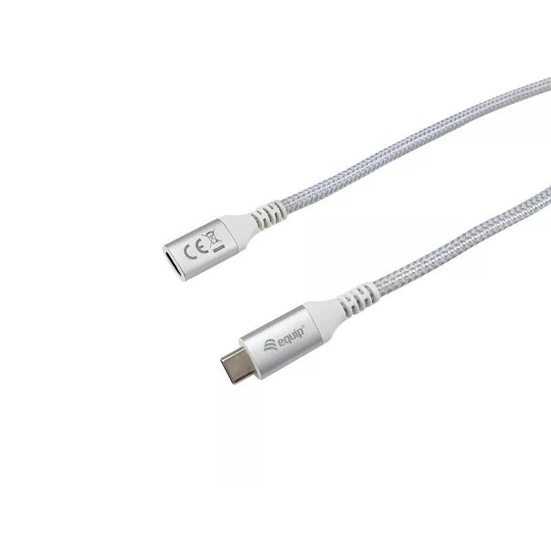 Equip USB 3.2 Gen 2 C-C pikenduskaabel, 1,0 m, M/F, 4K/60 Hz, 10 Gbps, valge
