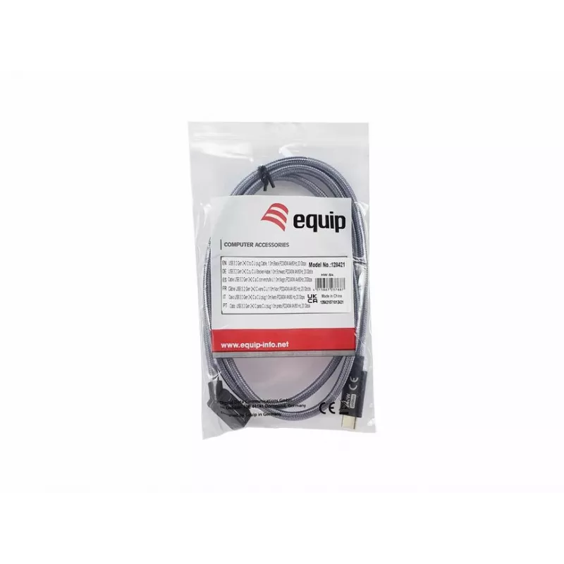 Equip USB 3.2 Gen 2x2 C–C U-pistikuga kaabel, 1,0 m, must, M/M, PD240W, 4K/60Hz, 20 Gbps