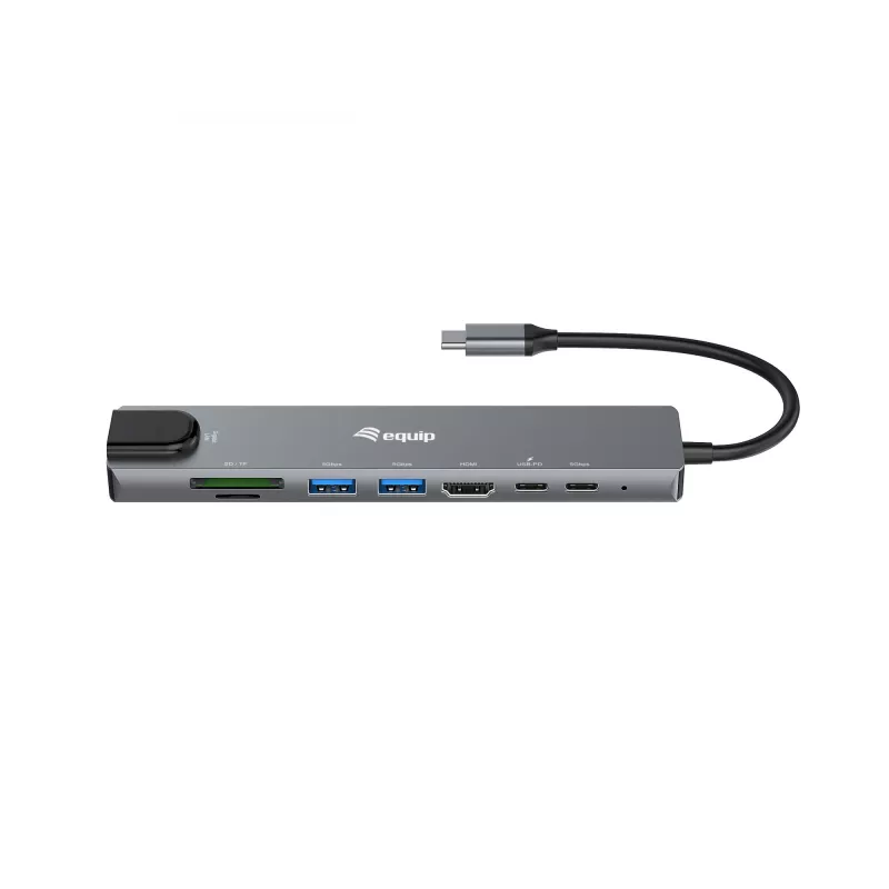 Equip USB-C 8-ühes mitmeotstarbeline adapter, juhtmega, USB USB-C, 100 W, 1000 Mbit/s, 1000BASE-T, IEEE 802.3ab