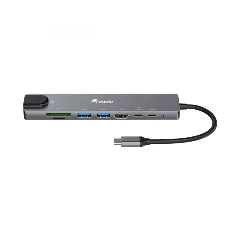 Equip USB-C 8-ühes mitmeotstarbeline adapter, juhtmega, USB USB-C, 100 W, 1000 Mbit/s, 1000BASE-T, IEEE 802.3ab