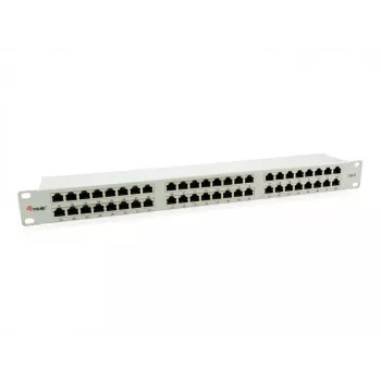 Equip 48-pordine Cat.6 varjestatud patch-paneel, helehall