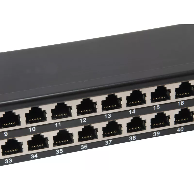 Equip 48-pordine Cat.6 varjestatud patch-paneel, must
