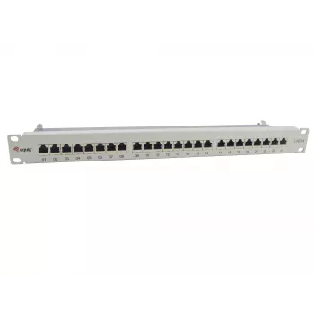 Equip 24-porti Cat.6A varjestatud jaotuspaneel, helehall, 10/100/1000Base-T(X), Gigabit Ethernet, 1000 Mbit/s, RJ-45, Cat6a, riiulipaigaldus