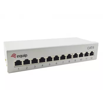 Equip 12-pordiline Cat.6 lauapealt paigaldatav jaotuspaneel, helehall, 10/100/1000Base-T(X), Gigabit Ethernet, 1000 Mbit/s, RJ-45, Cat6, 1U