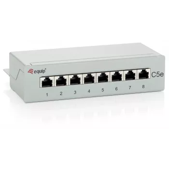 Equip 8-pordiline Cat.5e lauapeipaneel, helehall, RJ-45, kuldne, Cat5e, hall, ANSI/TIA/EIA 568, -40 - 80 °C