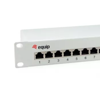 Equip 12-pordine Cat.6 varjestatud jaotuspaneel, helehall, Gigabit Ethernet, 1000 Mbit/s, RJ-45, Cat6, Cat6e, 1U, hall