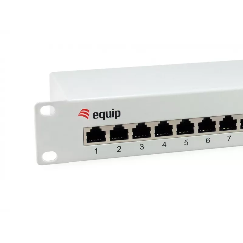 Equip 12-pordine Cat.6 varjestatud jaotuspaneel, helehall, Gigabit Ethernet, 1000 Mbit/s, RJ-45, Cat6, Cat6e, 1U, hall