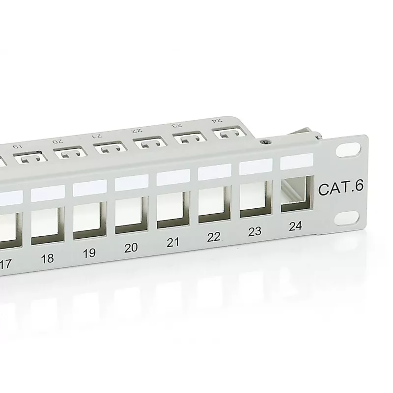 Equip 24-pordine Keystone Cat.6 varjestatud patch-paneel, helehall