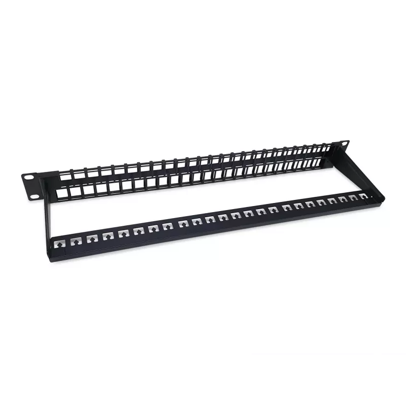 Equip 48-pordiline Keystone Cat.6 varjestamata paigalduspaneel, must, RJ-45, Cat6, 1U, must, teras, REACH, RoHS