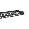Equip 48-pordiline Keystone Cat.6 varjestamata paigalduspaneel, must, RJ-45, Cat6, 1U, must, teras, REACH, RoHS