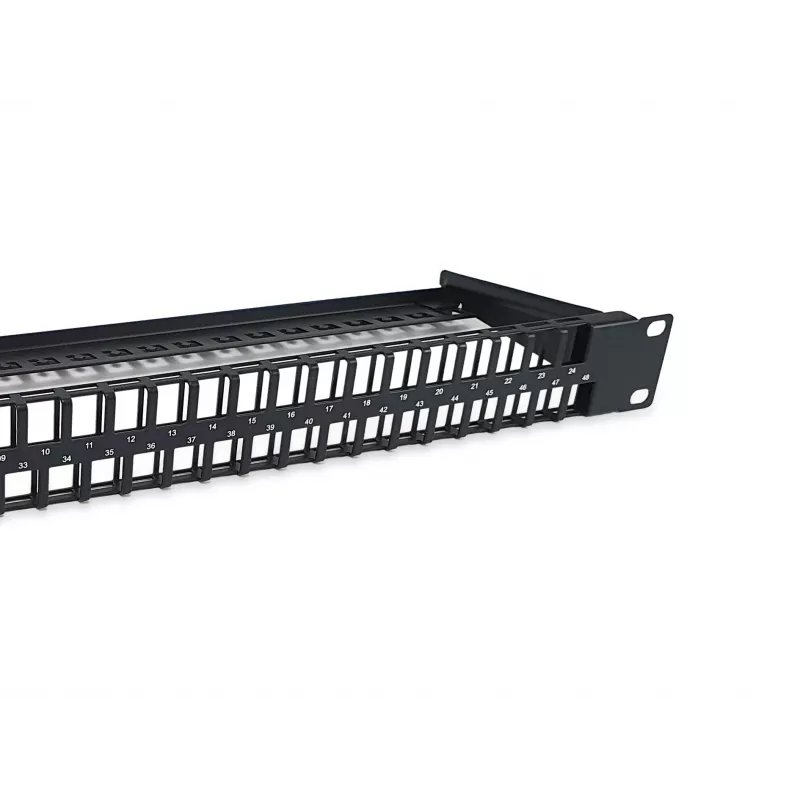 Equip 48-pordiline Keystone Cat.6 varjestamata paigalduspaneel, must, RJ-45, Cat6, 1U, must, teras, REACH, RoHS