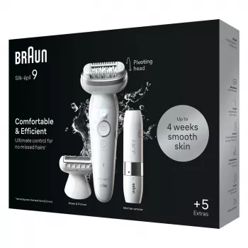 Epilaator BRAUN Silk-épil 9 SES9-341 — 40 pintsetti, Wet & Dry, 50 min aku, 2 kiirust, valge