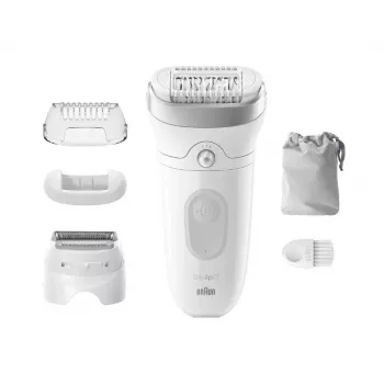 Epilaator BRAUN Silk-épil 7 7-041 — juhtmevaba märg- ja kuivepilaator MicroGrip, massaaži, pardli ja bikiinitrimmeriga, hall/valge