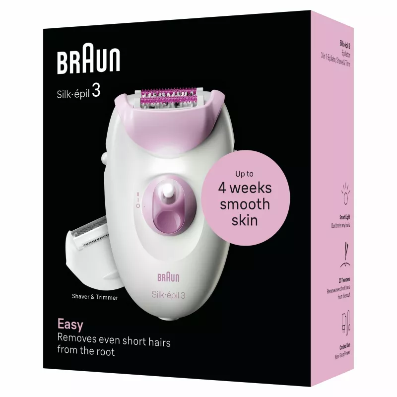Epilaator Braun Silk-épil 3 3-031 20 pintsetti roosa valge