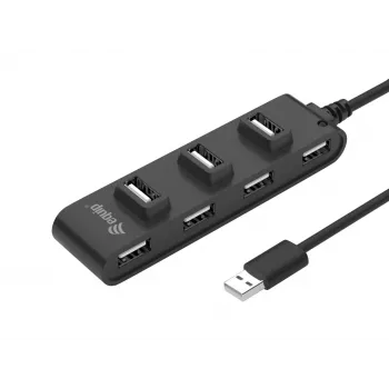 Equip 7-pordiline USB 2.0 jaotur, USB 2.0, USB 2.0, 480 Mbit/s, must, Hiina, CE, RoHS