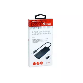 Equip 4-pordiline USB 3.0 jaotur USB-C adapteriga