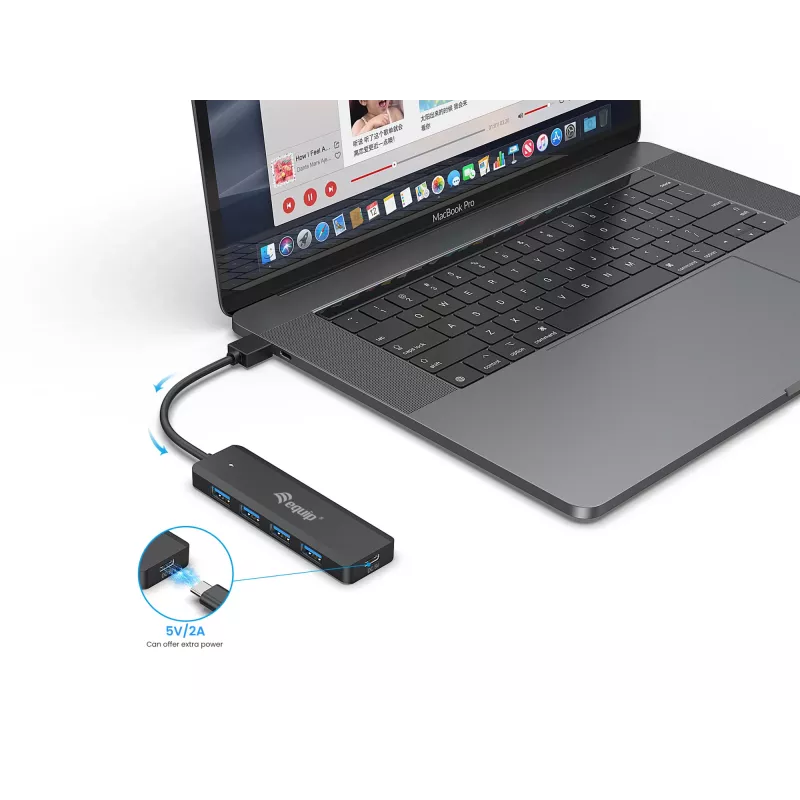 4-Port USB 3.2 Gen 1 Hub Equip with USB-C Adapter Must 5000 Mbit/s