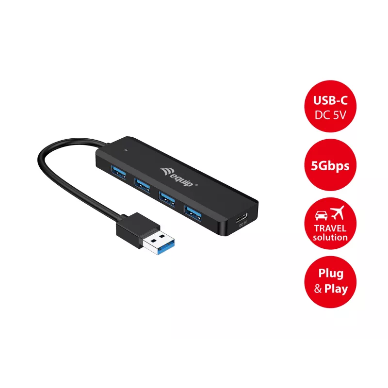 4-Port USB 3.2 Gen 1 Hub Equip with USB-C Adapter Must 5000 Mbit/s