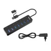 USB-jaotur Equip 7-pordiline USB 3.2 Gen 1 jaotur toiteadapteriga