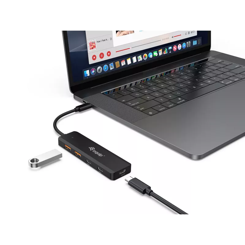 Equip USB-C 4-pordiline USB 3.2 Gen 2 (10 Gbps) jaotur, USB-C x 2, USB-A x 2