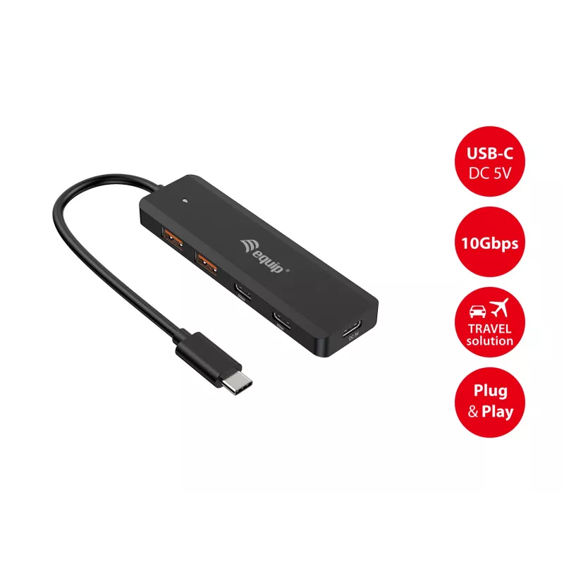 Equip USB-C 4-pordiline USB 3.2 Gen 2 (10 Gbps) jaotur, USB-C x 2, USB-A x 2