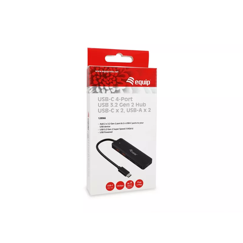 Equip USB-C 4-pordiline USB 3.2 Gen 2 (10 Gbps) jaotur, USB-C x 2, USB-A x 2