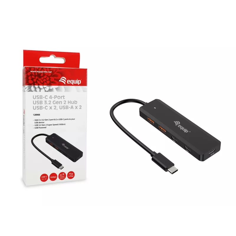 Equip USB-C 4-pordiline USB 3.2 Gen 2 (10 Gbps) jaotur, USB-C x 2, USB-A x 2