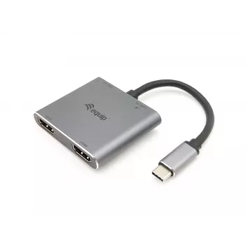 Equip USB-C 4 in 1 Dual HDMI Adapter, USB 3.2 Gen 1 (3.1 Gen 1) Type-C, hõbedane, 4K Ultra HD, 30 Hz, HDMI, alumiinium