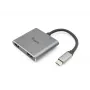 Equip USB-C 4 in 1 Dual HDMI Adapter, USB 3.2 Gen 1 (3.1 Gen 1) Type-C, hõbedane, 4K Ultra HD, 30 Hz, HDMI, alumiinium