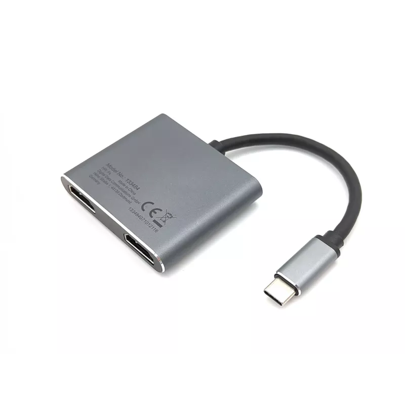 Equip USB-C 4 in 1 Dual HDMI Adapter, USB 3.2 Gen 1 (3.1 Gen 1) Type-C, hõbedane, 4K Ultra HD, 30 Hz, HDMI, alumiinium