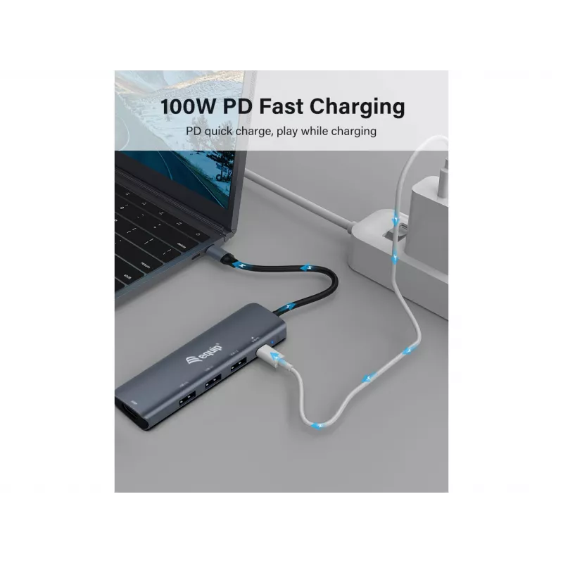 Equip USB-C 5-in-1 MULTIFUNKTSIOONIGA adapter, HDMI, USB 3.2 GEN1, 100W USB PD