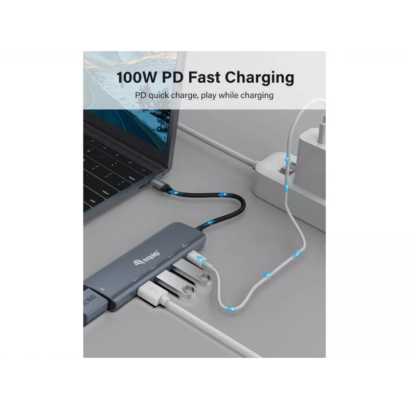 Equip USB-C 5-in-1 MULTIFUNKTSIOONIGA adapter, HDMI, USB 3.2 GEN1, 100W USB PD