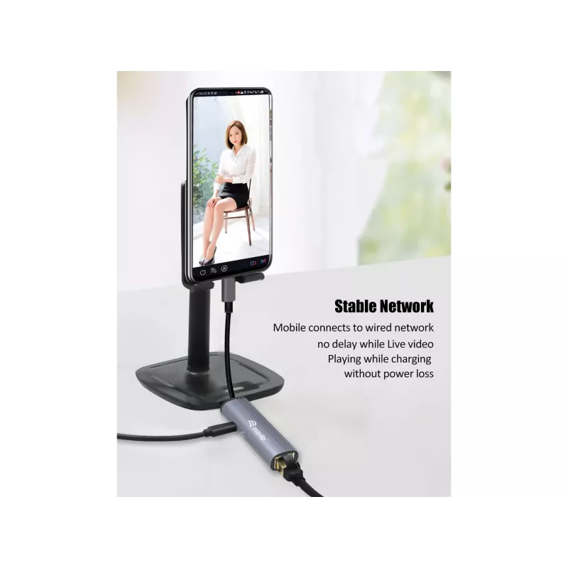 Equip USB-C — RJ45 Gigabit võrk + PD Adapter USB USB-C 100W
