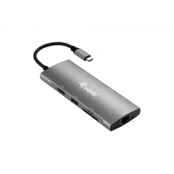 Equip USB-C 9-in-1 multifunktsionaalne adapter, HDMI 4K/60 Hz, Gigabit LAN, USB 3.2 Gen1, SD/TF, 100 W USB PD